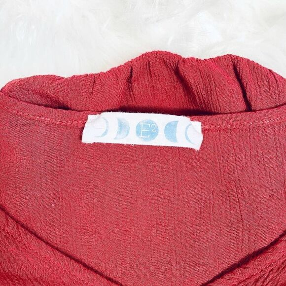 E2 Short Sleeve Crop Top Twist Knot Burnt Orange - Picture 6 of 8